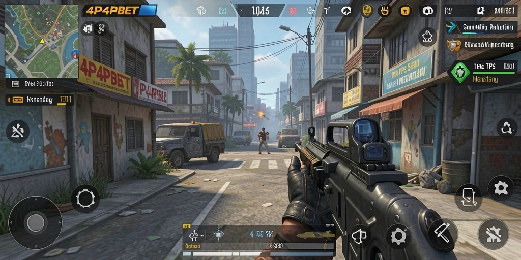 Screenshot gameplay 4P4PBET yang mendebarkan dan penuh aksi TPS.