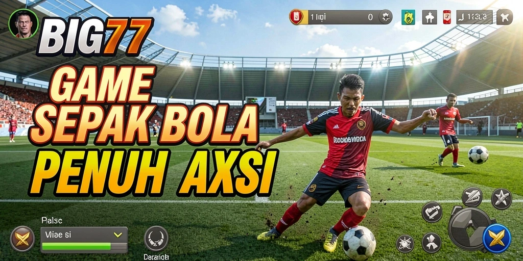 Tangkapan layar gameplay BIG77 dengan aksi sepak bola yang seru.