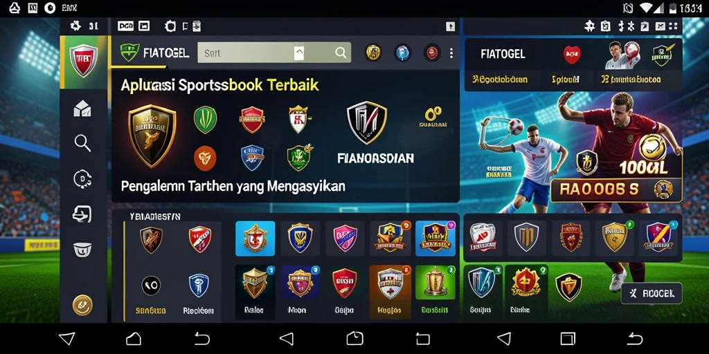 Screenshot utama FIATOGEL menampilkan antarmuka aplikasi Sportsbook yang menarik.