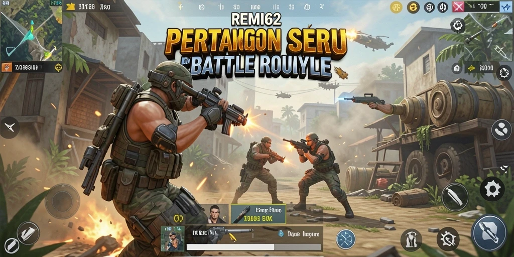 Tampilan gameplay <strong>REMI62</strong> menampilkan pertarungan menarik di arena Battle Royale.