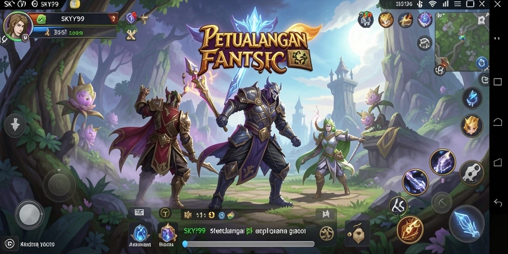 Tampilan gameplay SKY99 menampilkan pertarungan epik dan eksplorasi dunia yang menakjubkan.