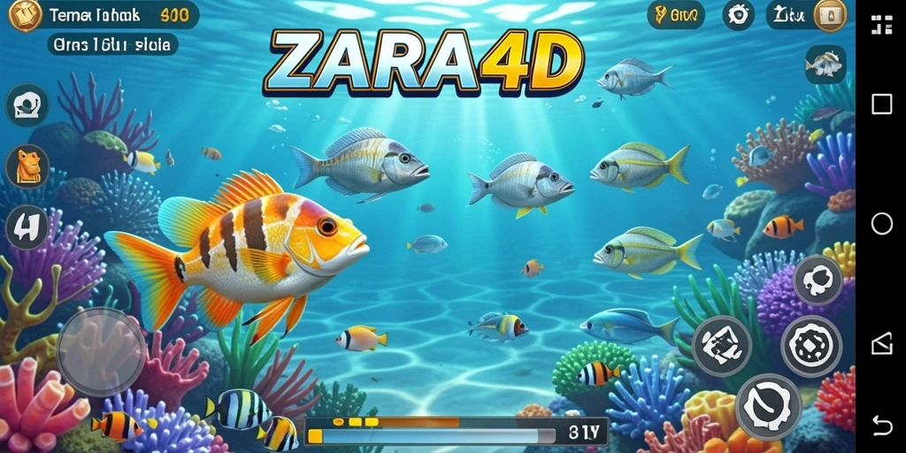 Screenshot gameplay ZARA4D dengan aksi tembak ikan yang seru.